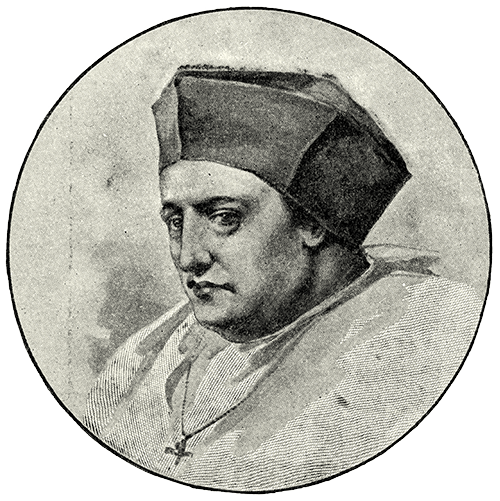 A black and white illustration of Cardinal Thomas Wolsey.