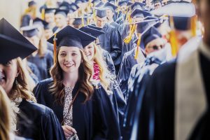 Female BYU graduates at the April 2018 commencement.