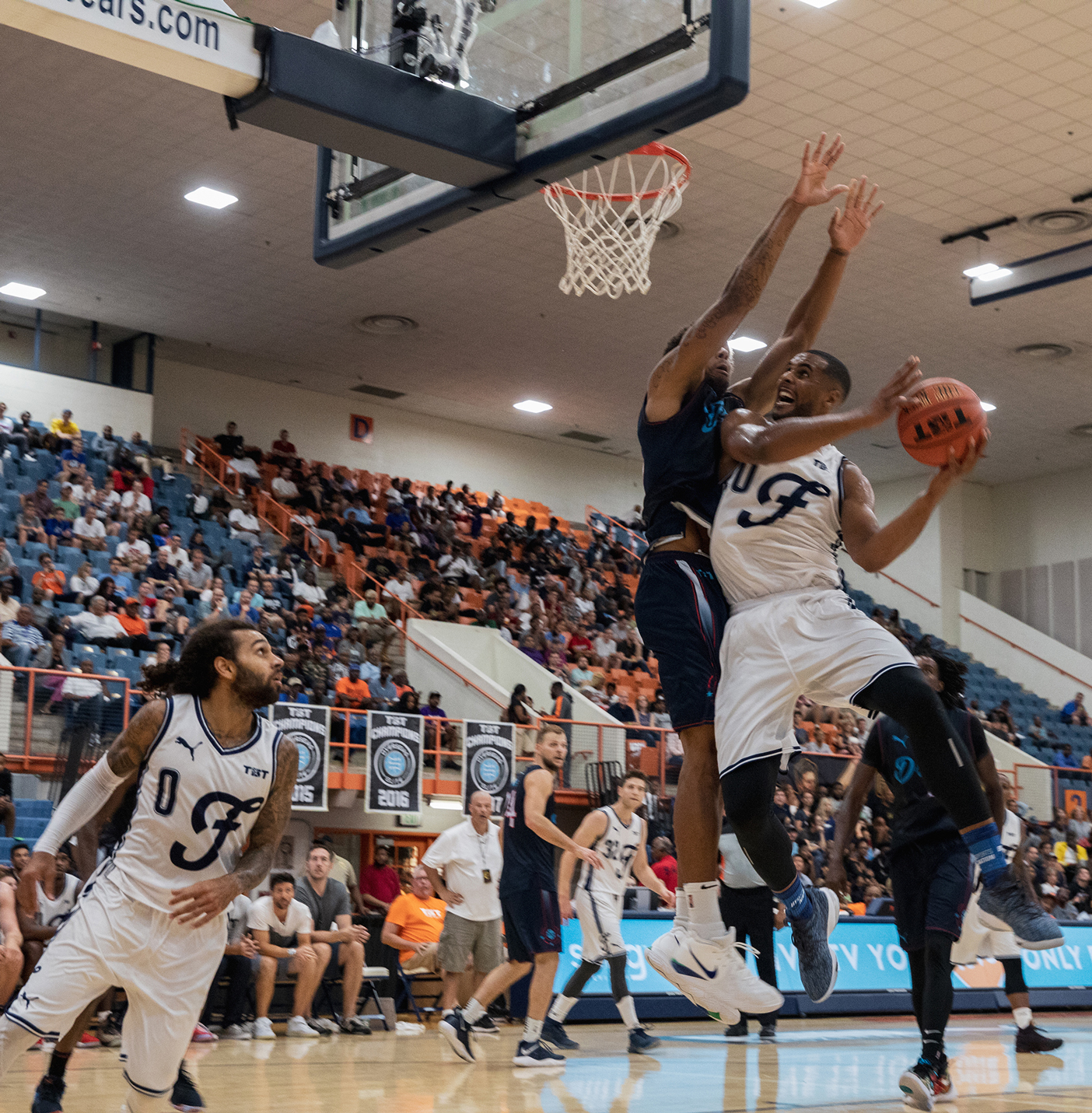 Brandon Davies shoots in a basketball game.