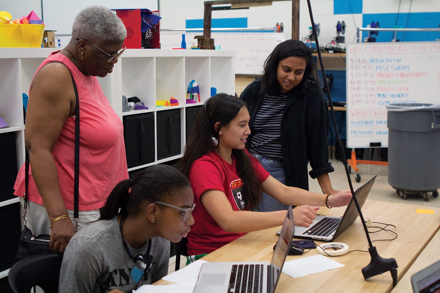 Young people work at computers at Baltimore's Digital Harbor Foundation.