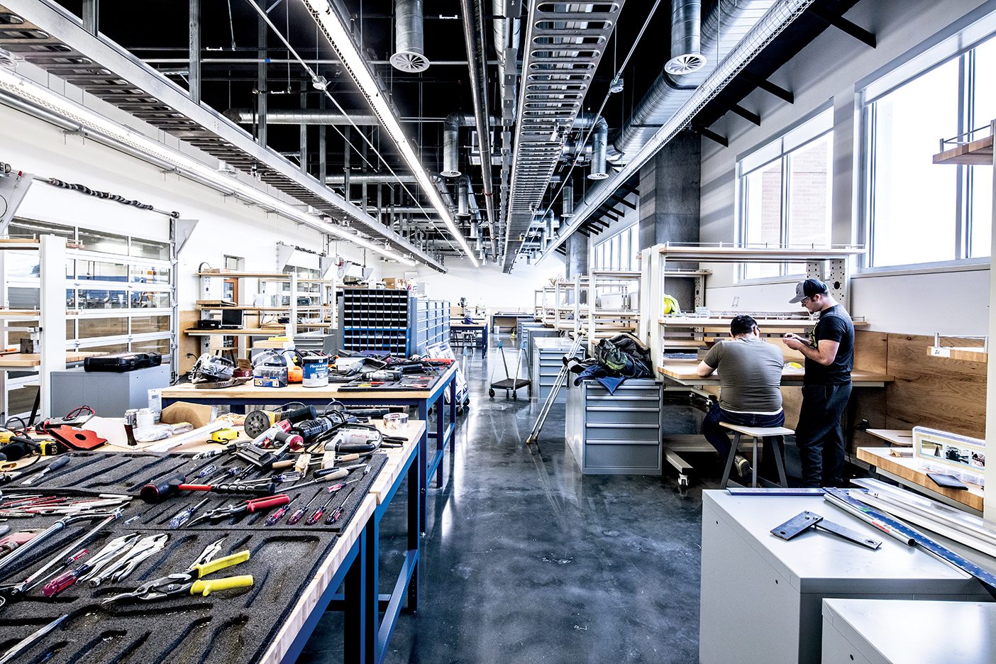 A large workshop in BYU's new Engineering Building.