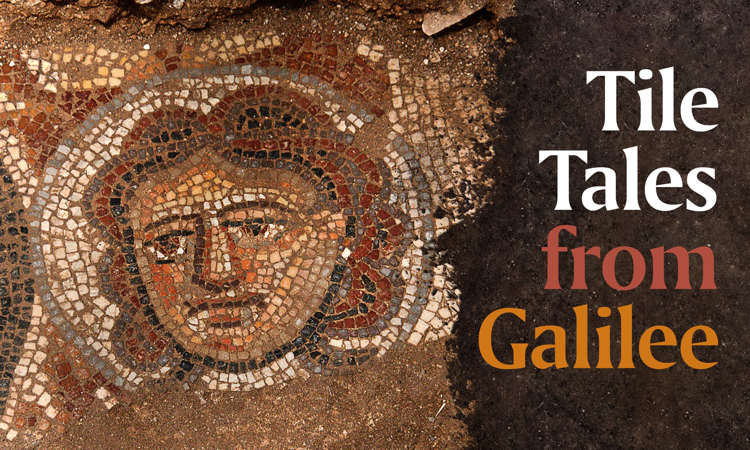 Image of a mosaic face discovered on the floor of an ancient Galilean synagogue.