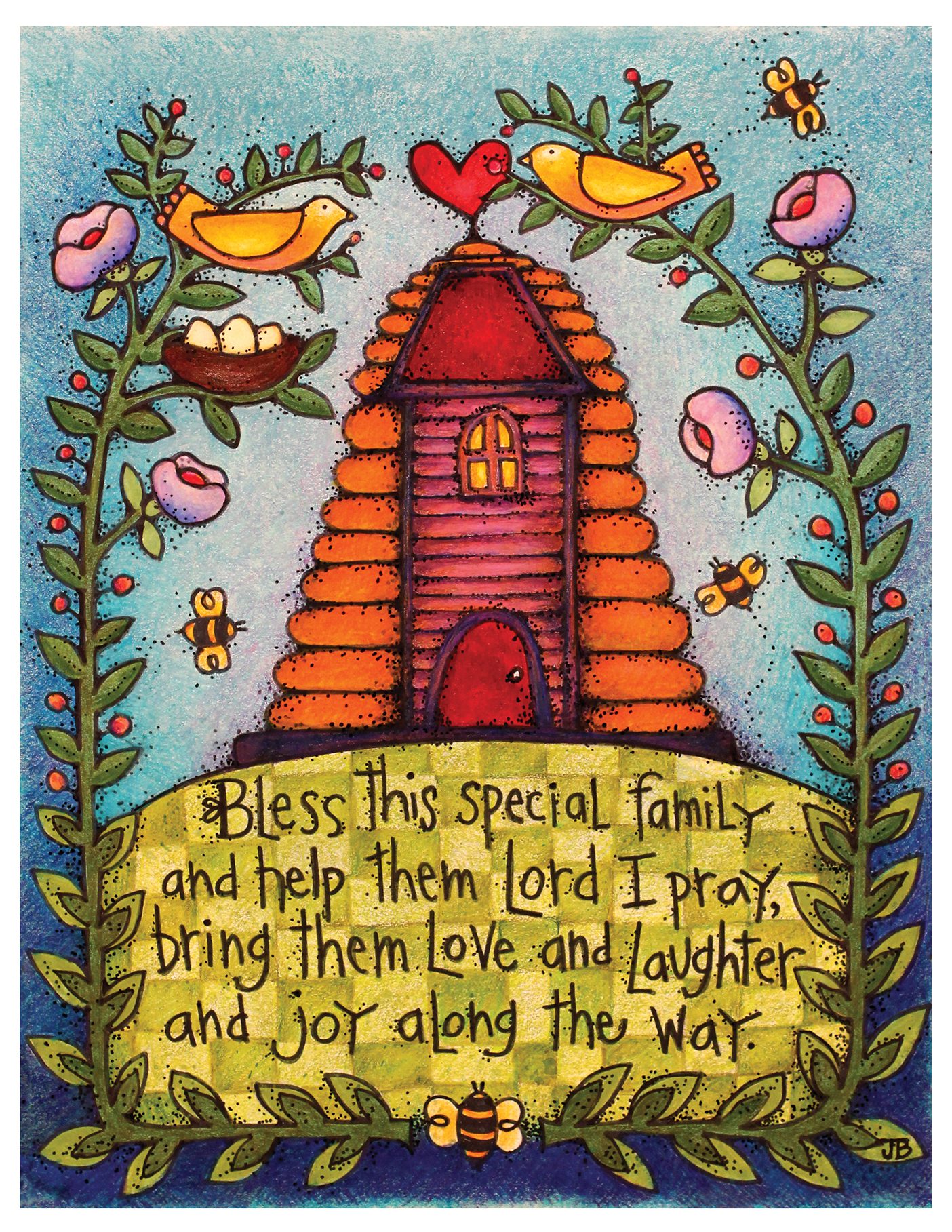 A card Jean Bean made for Relief Society from colored pencil