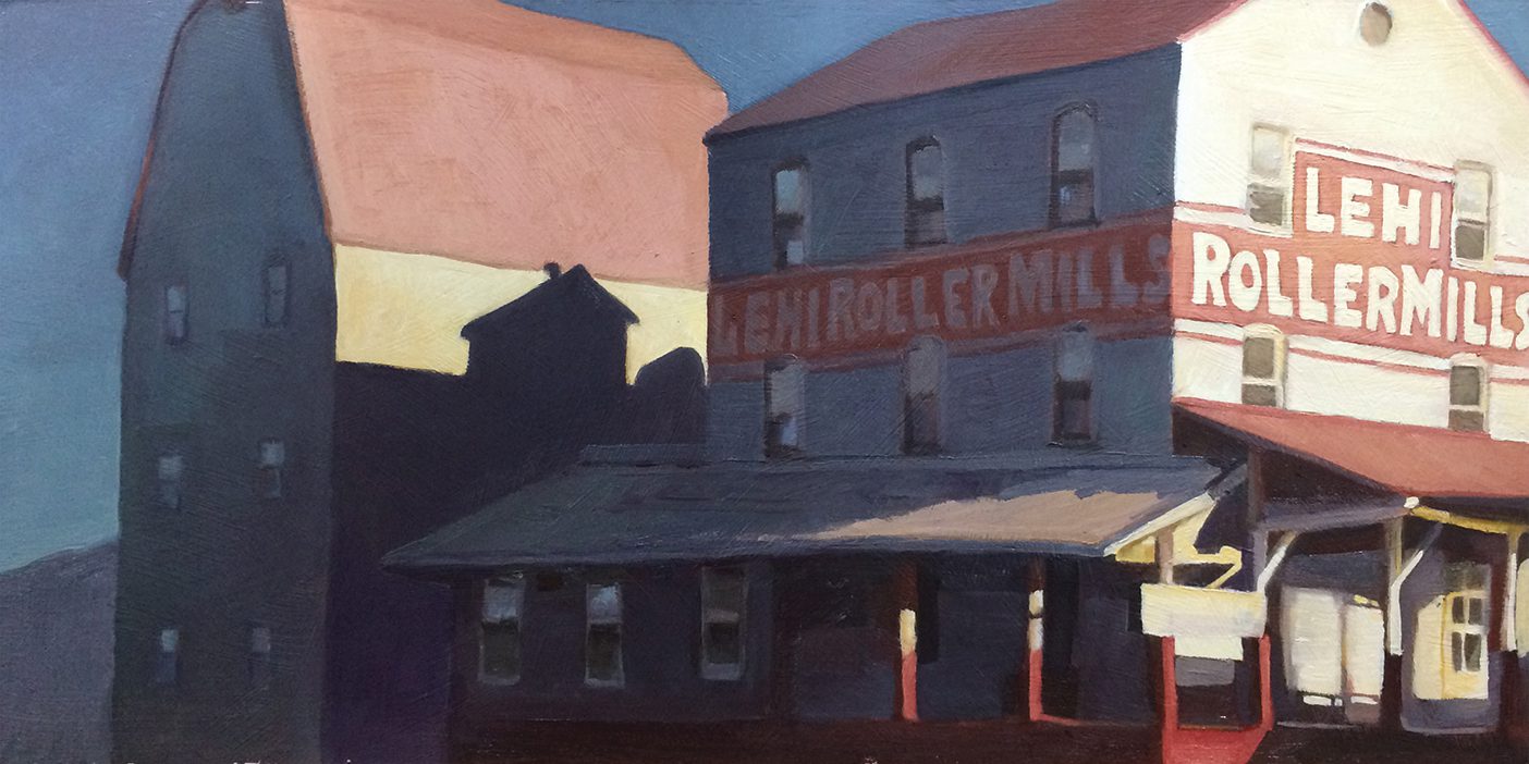 A painting of Lehi Roller Mills factory.
