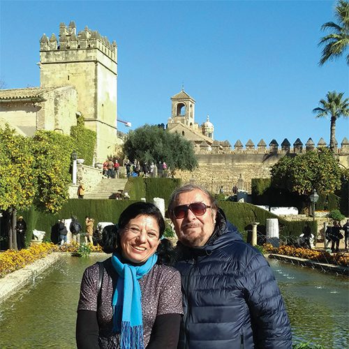 María Guadalupe García Cardiell and husband Guillermo García Santín smile in Spain.