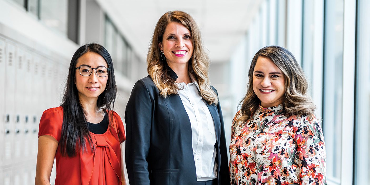A portrait of BYU's newest full-time mental-health counselors Hiu Wai Yoko Caldwell, Corinne Hannan, and Ofa Hafoka-Kanuch.