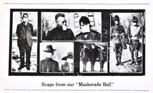 Five pictures of BYU students in 1919 wearing medical masks. The caption reads,