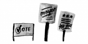 Political signs, reading