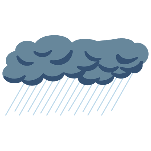 An illustration of a rain cloud pouring rain.