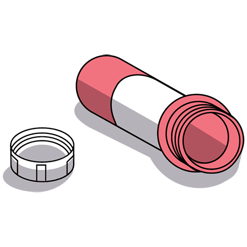 An illustration of an empty pill bottle.