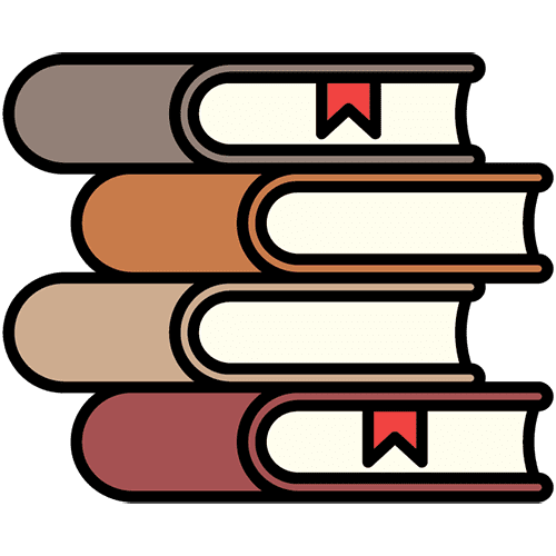 A graphic of a stack of books.