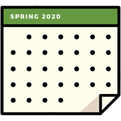 A calendar graphic that reads "Spring 2020."