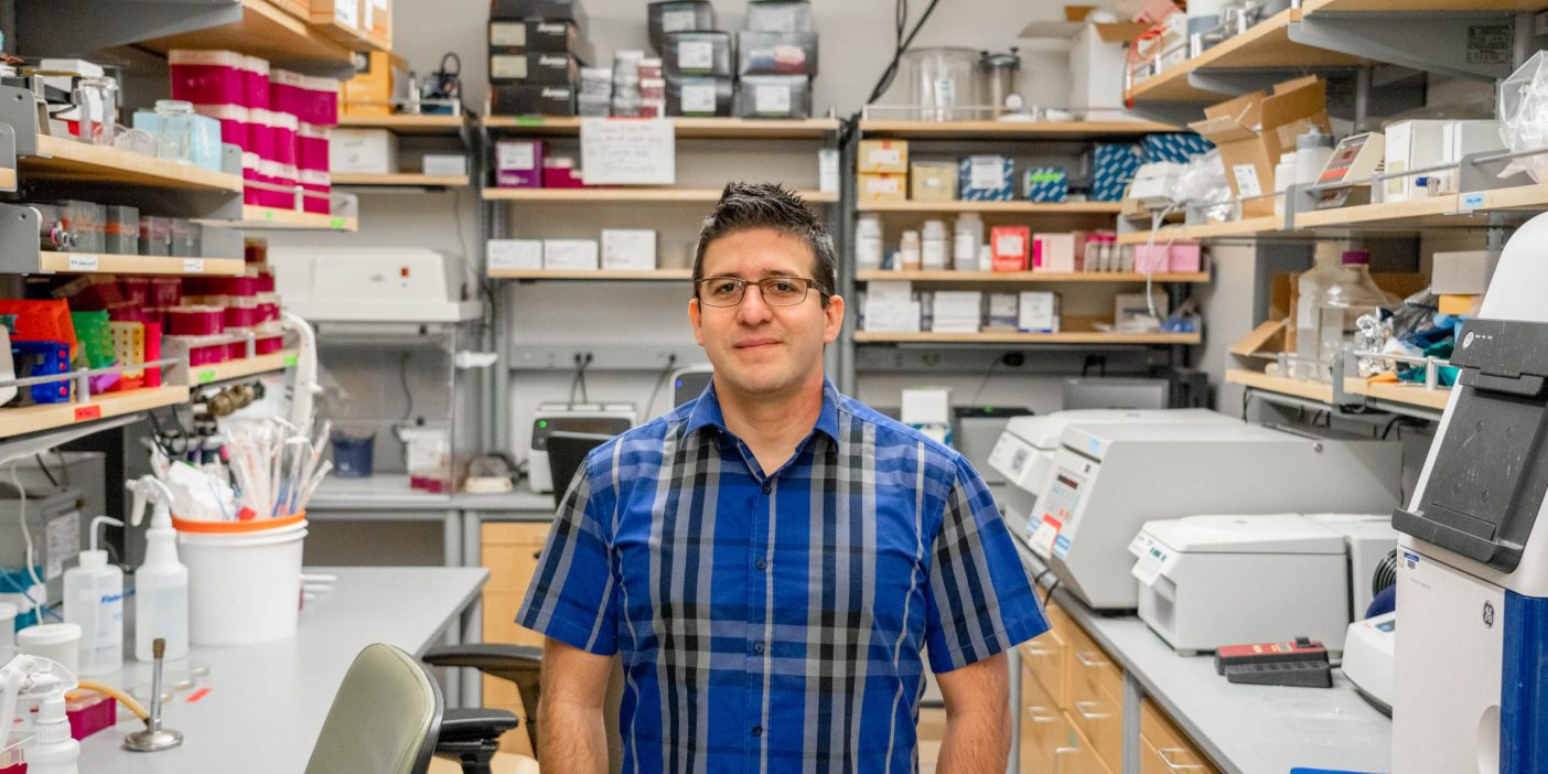 Israel Guerrero standing in his lab.