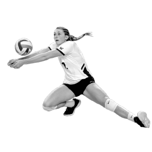 A black and white cutout image of volleyball player Roni Jones-Perry.