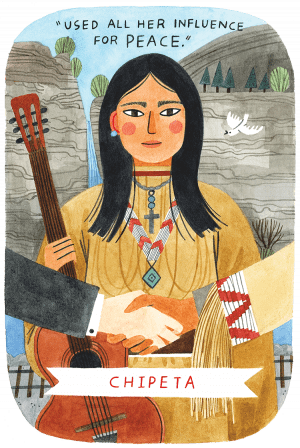 An illustration of Native American Chipeta. The phrase