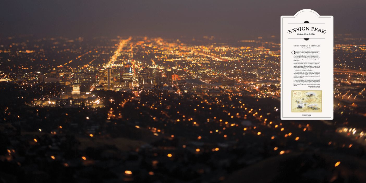 Photo from Ensign Peak looking down at Salt Lake City, Utah, at night.