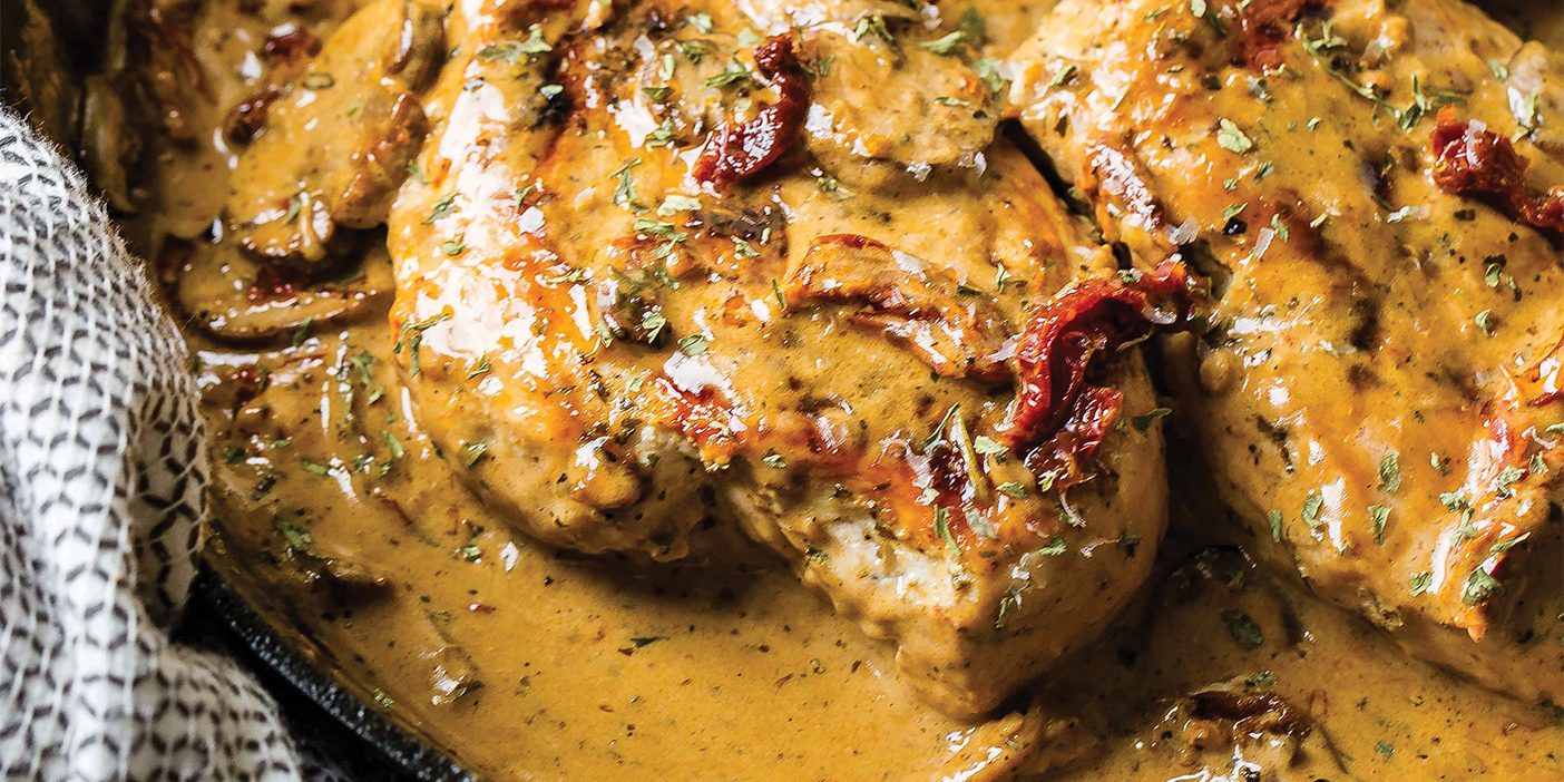 Creamy herb chicken with sun-dried tomatoes from Oh, Sweet Basil.