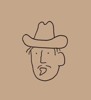Illustration of a cowboy speaking.