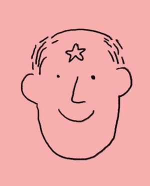 Illustration of a man with a star on his head.