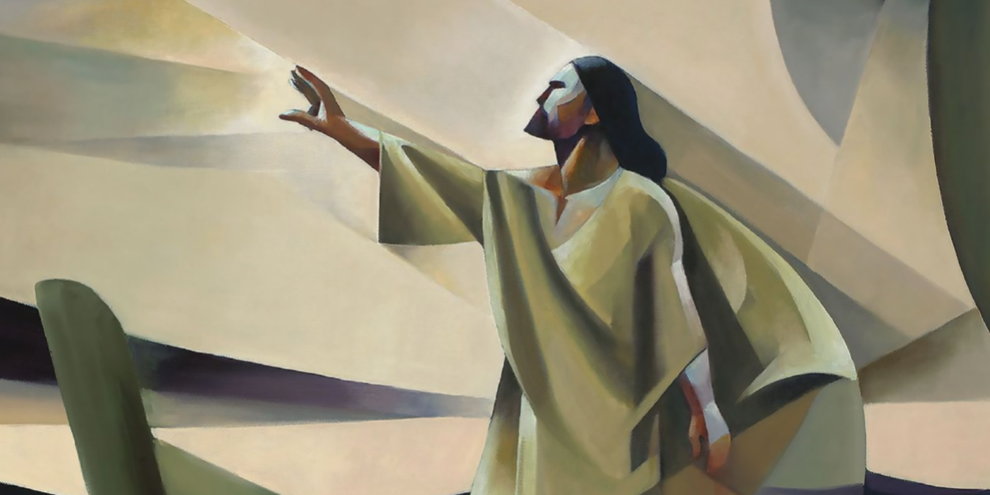 A painting of the Savior Jesus Christ reaching ot
