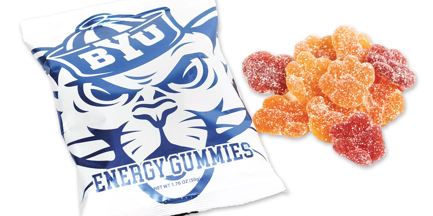 A pouch of BYU gummies