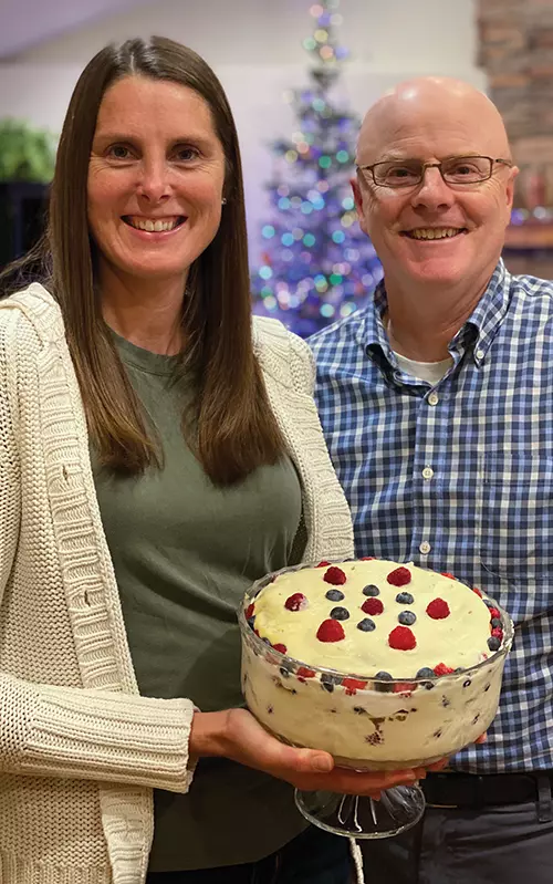 Andy and his second wife, Amy, celebrate Christmas Eve with a favorite trifle.