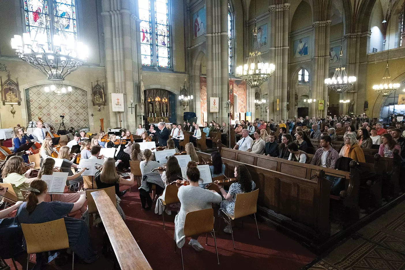 BYU Orchestra performs in a Catholic Church in Vienna.