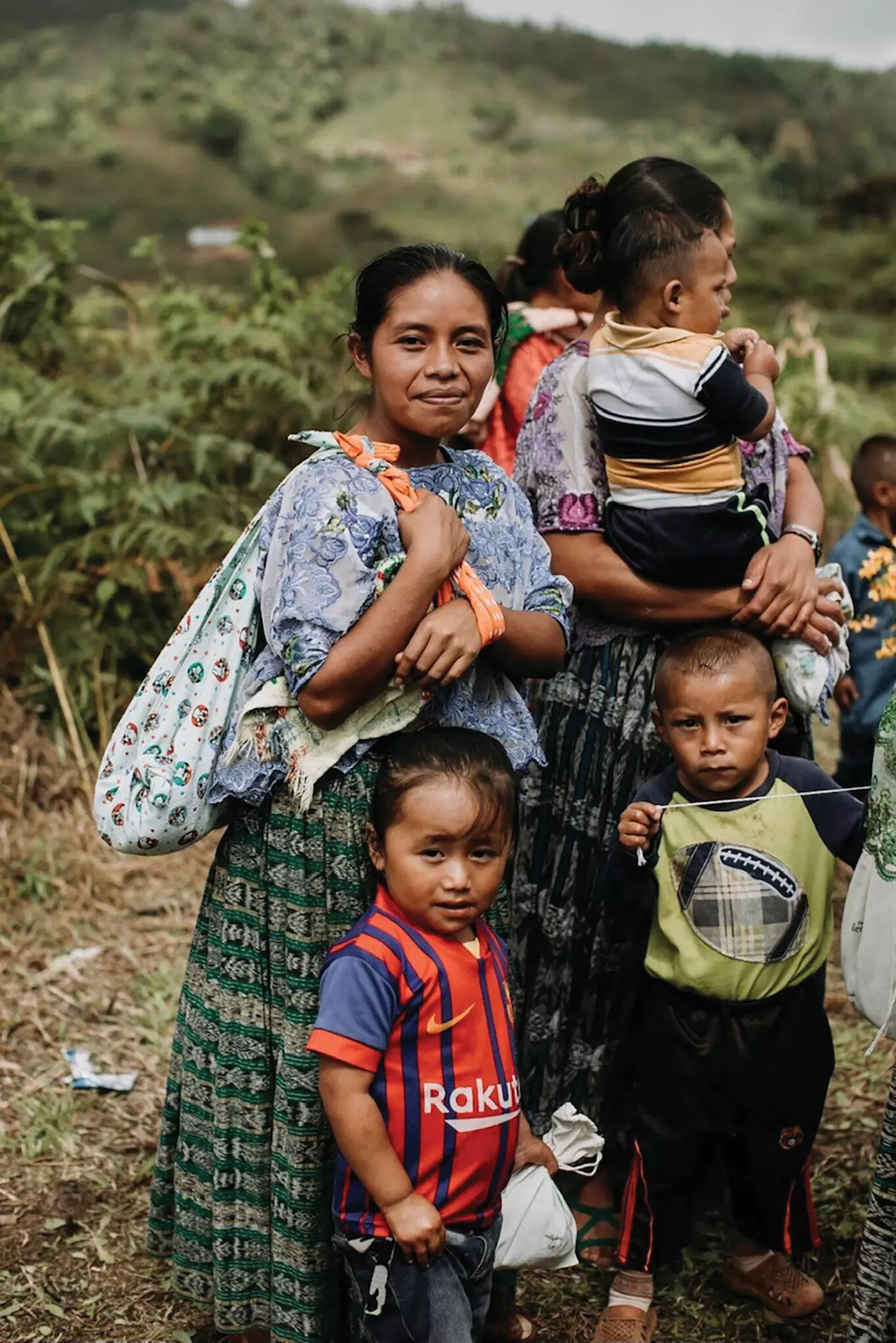 A mom and her kids in Guatemala