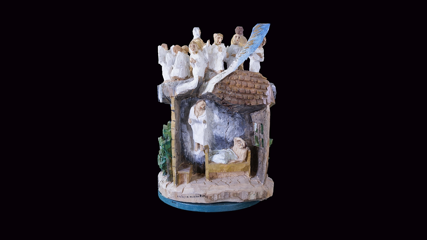 A polish folk-art sculpture of a Book of Mormon scene.