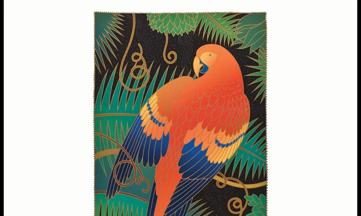 A BYU registration poster showing a screen print image of a red parrot in the jungle