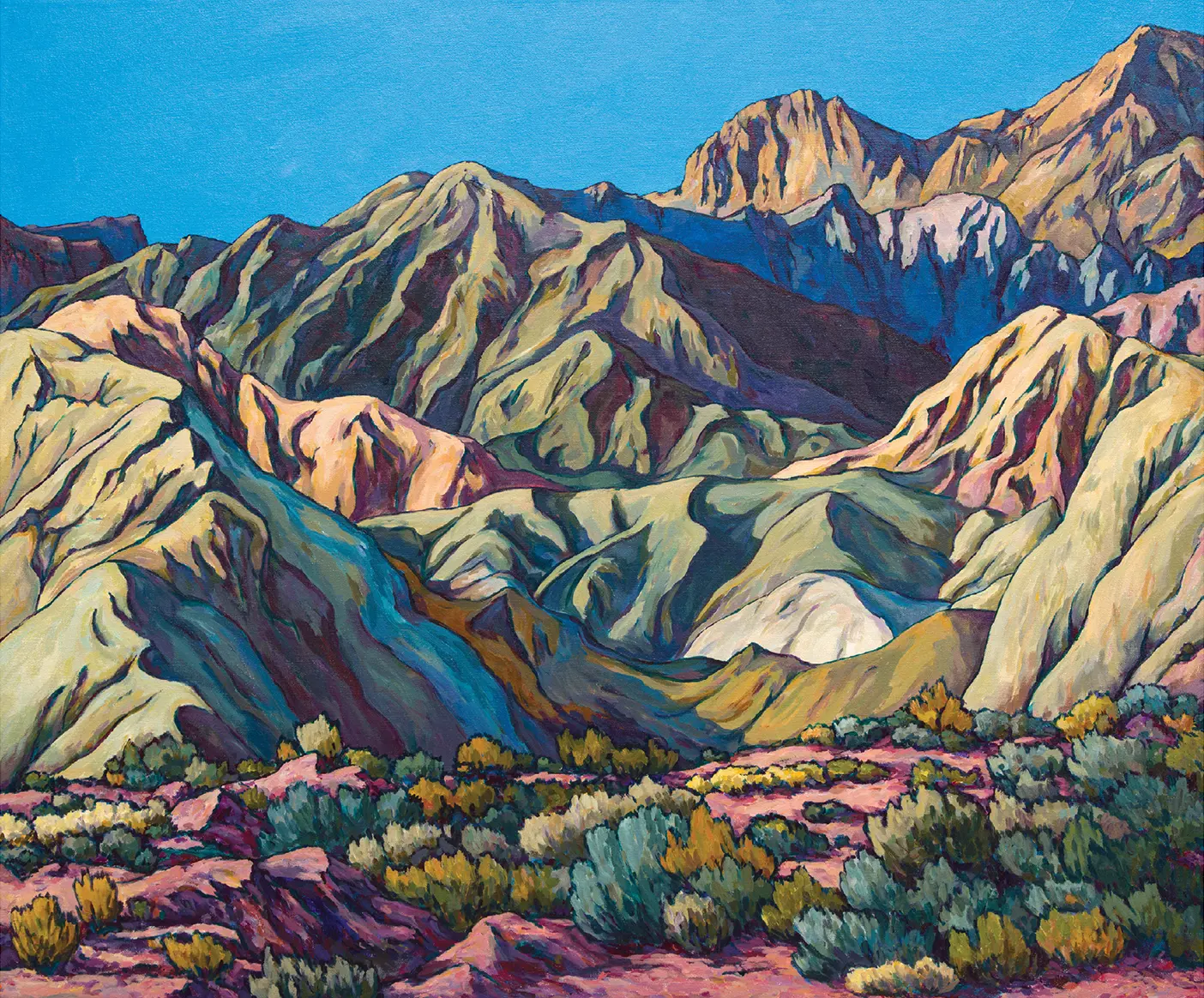 A painting of mountains
