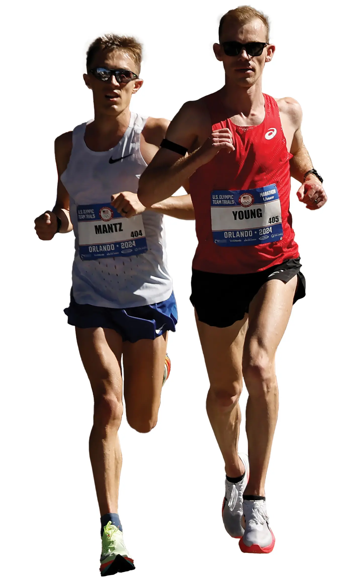 Conner Mantz and Clayton Young finish the marathon Olympic trials. 