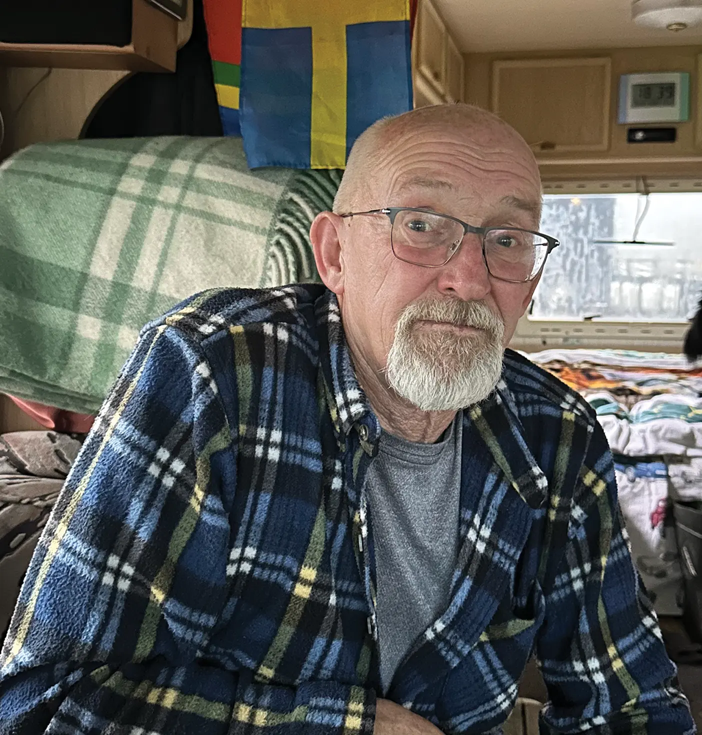 A man in Norway in a camper.
