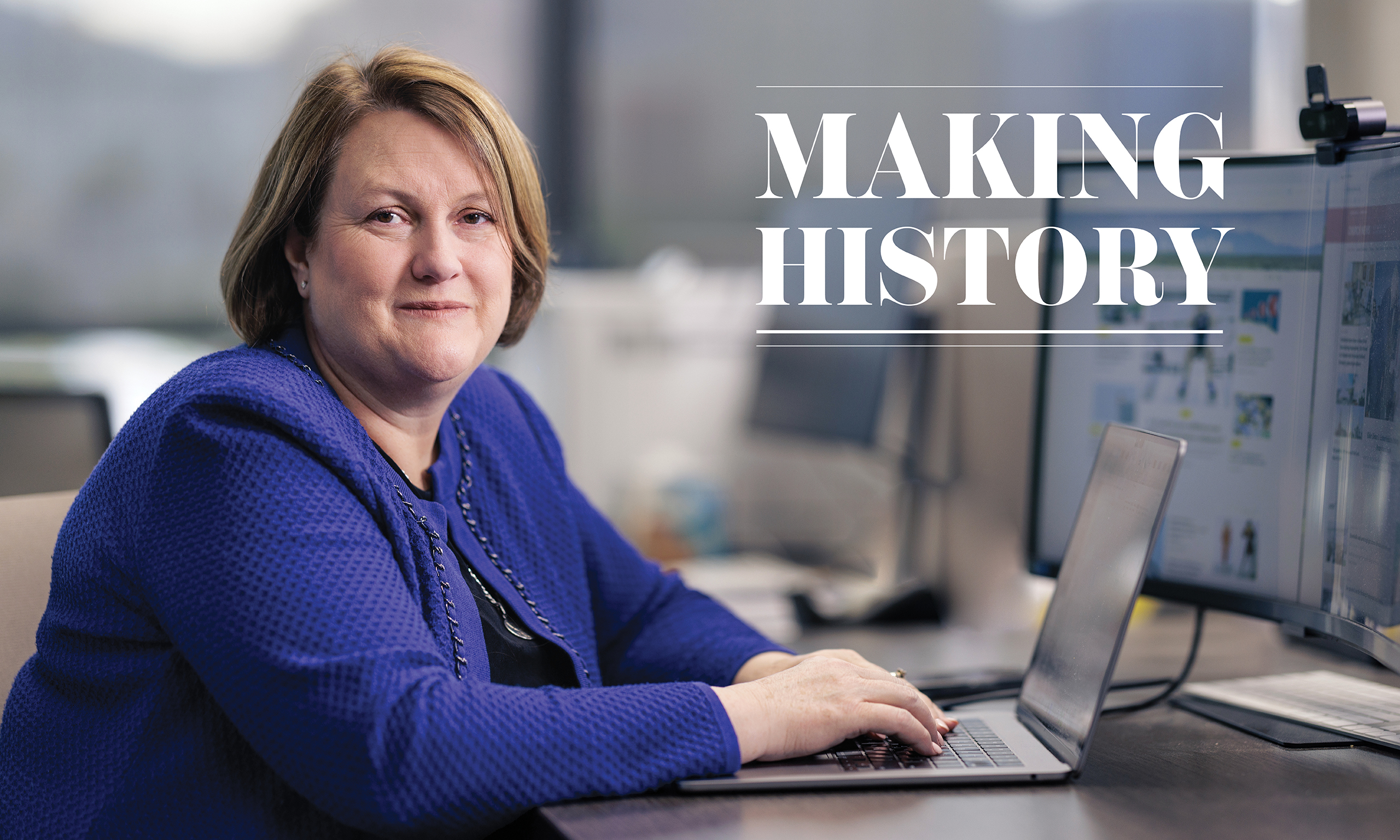 Sarah Jane Weaver at her office at the Deseret News headquarters.