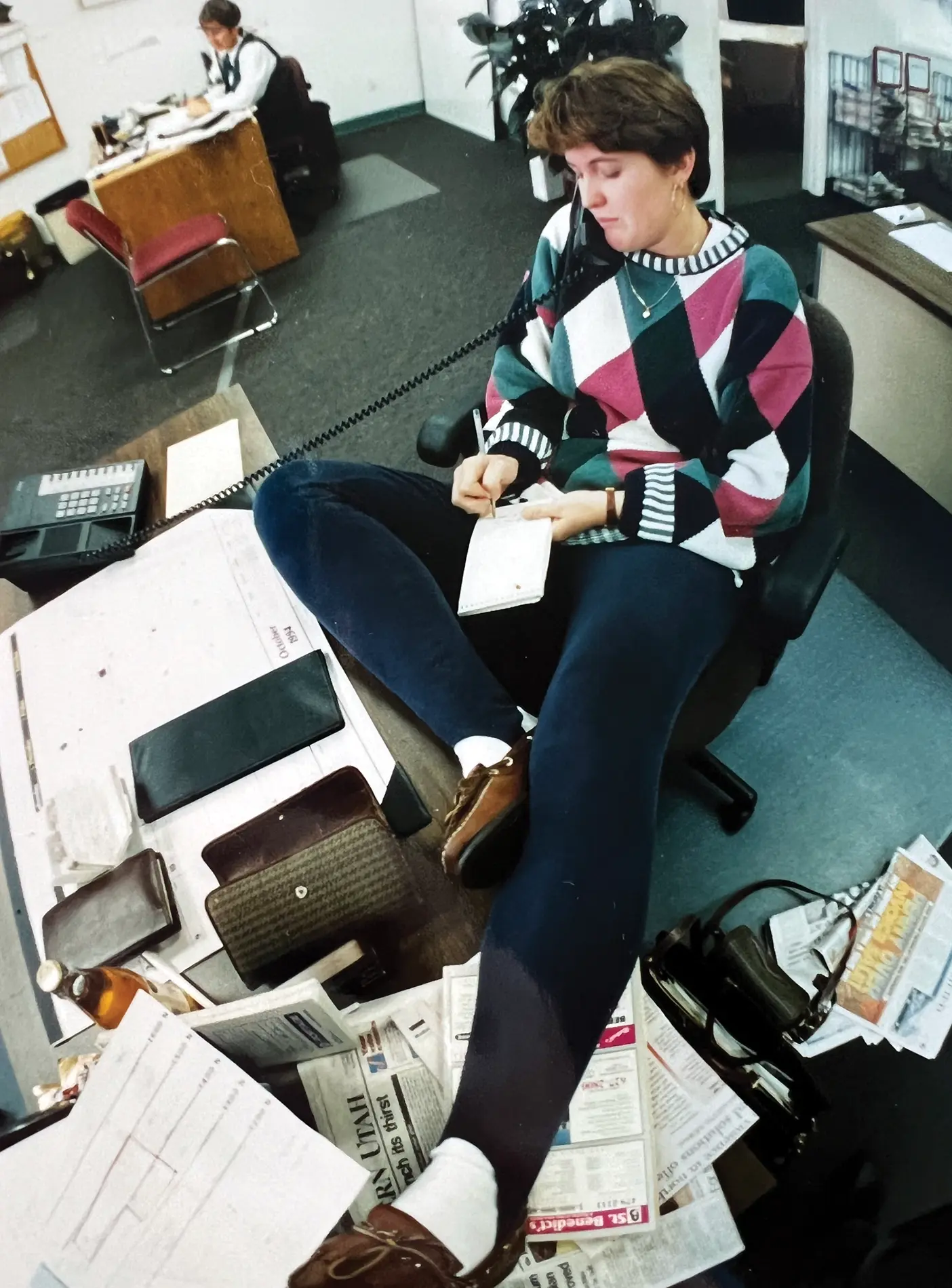 Sarah Jane Weaver working as a reporter for the Ogden Standard-Examiner.