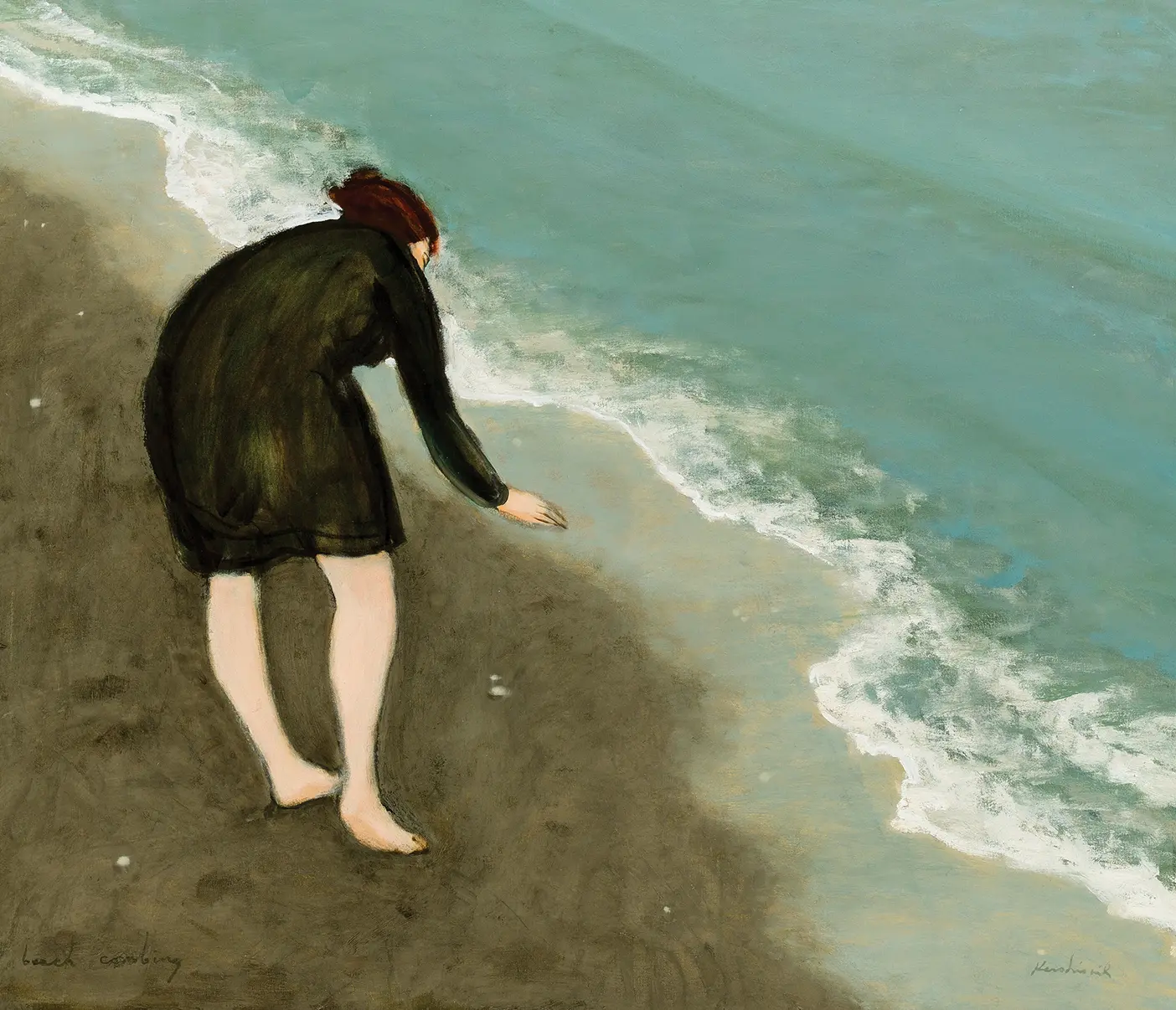 Brian Kershisnik, <i>Beach Combing</i>, oil on canvas, 2018, 36 × 42 inches. Courtesy of the artist.