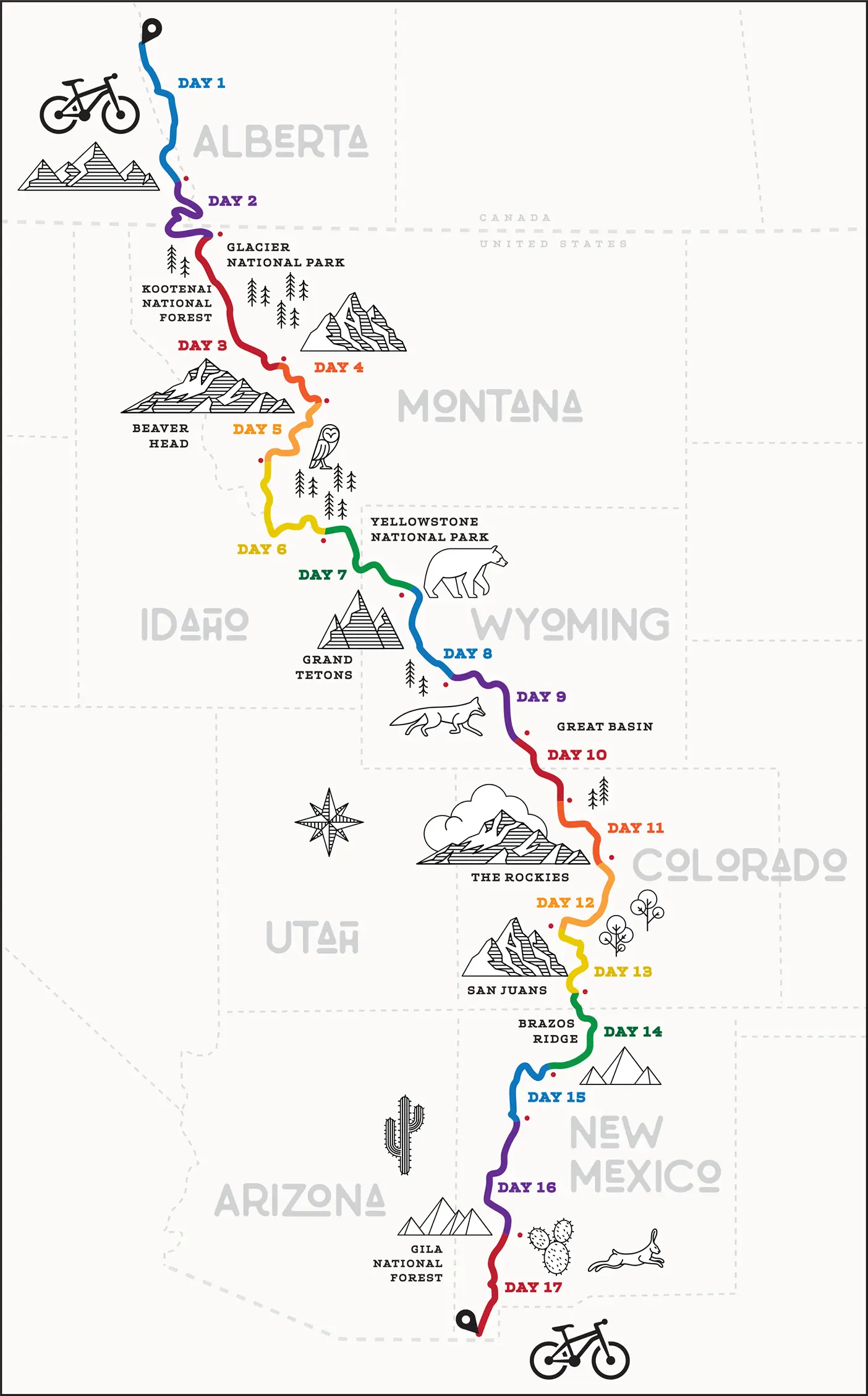 Ty Hopkins Tour Divide map