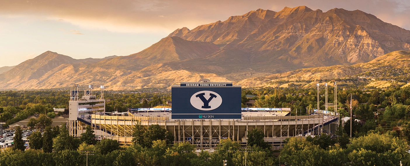BYU Lavell Edwards Stadium before a sporting event.