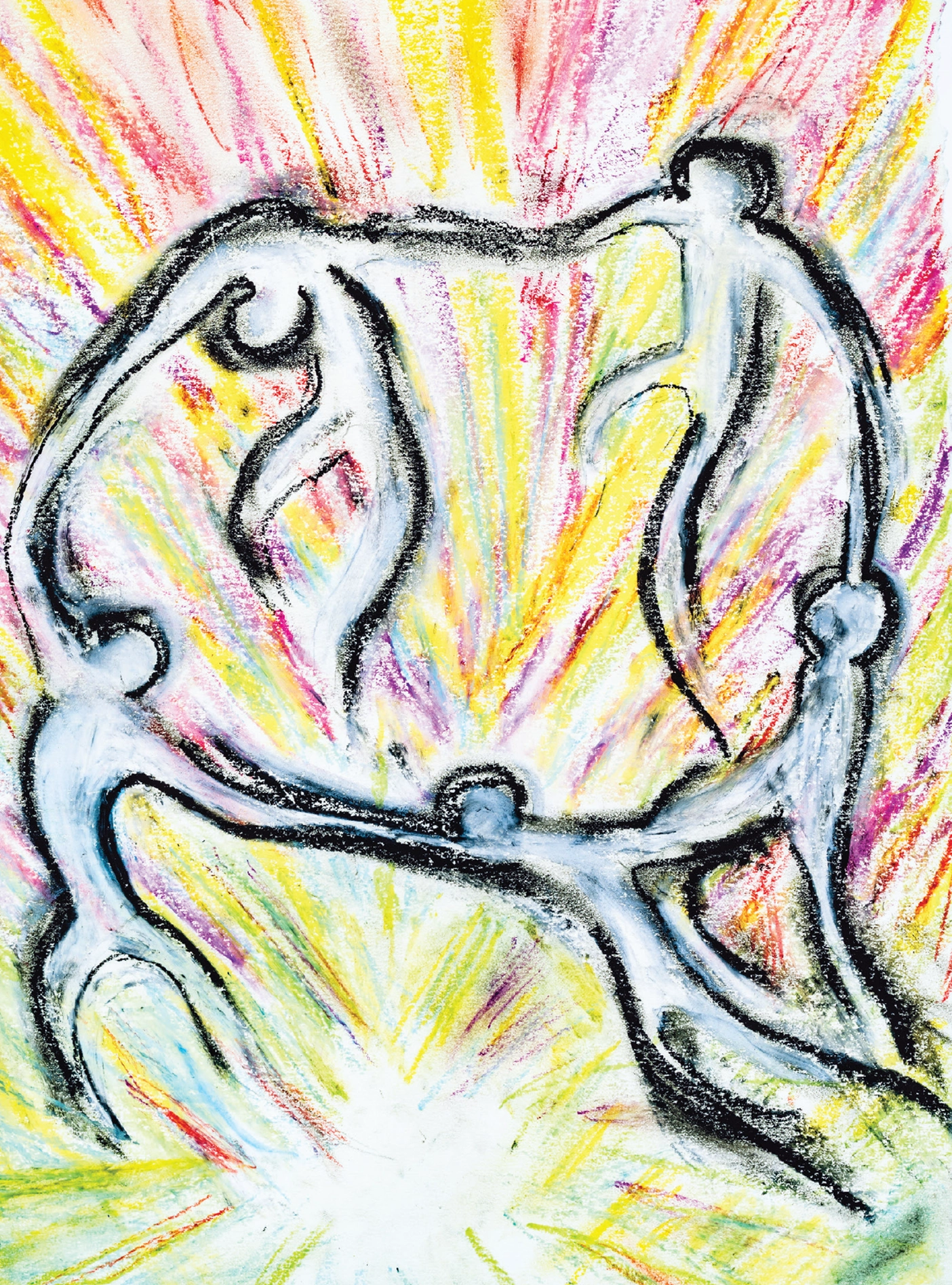 A poster from a BYU design student that depicts a circle of figures holding hands