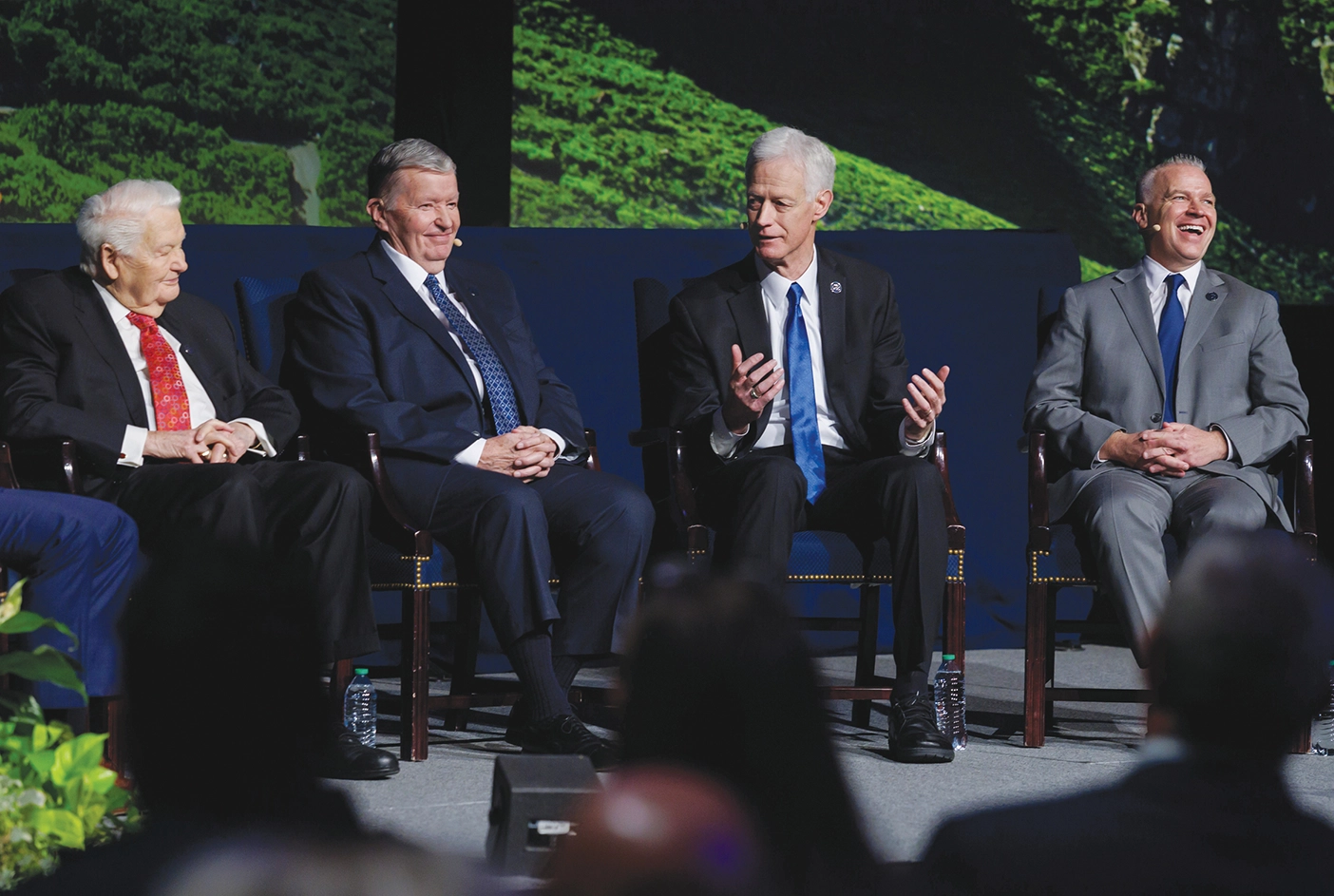 BYU presidents Merrill J. Bateman, Cecil O. Samuelson, Kevin J Worthen, and C. Shane Reese.
