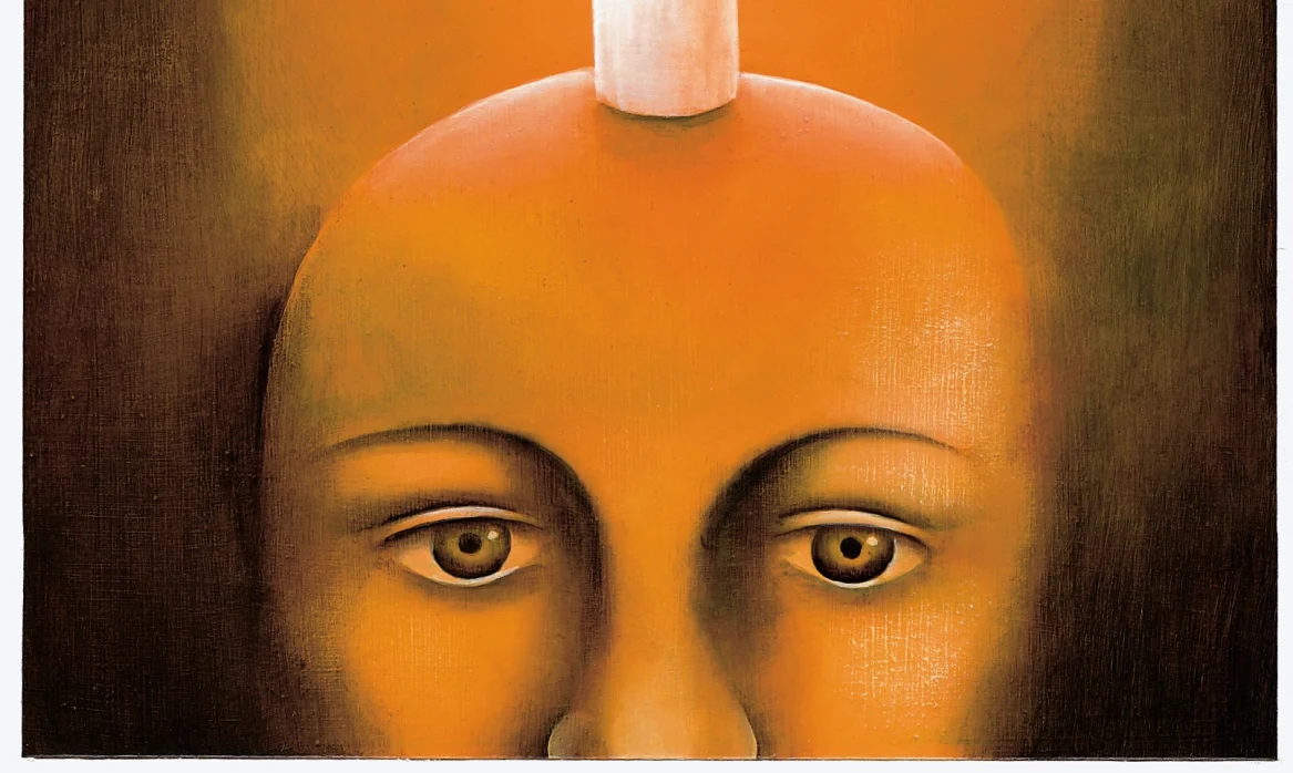 An illustration of a person with a candle on their head.